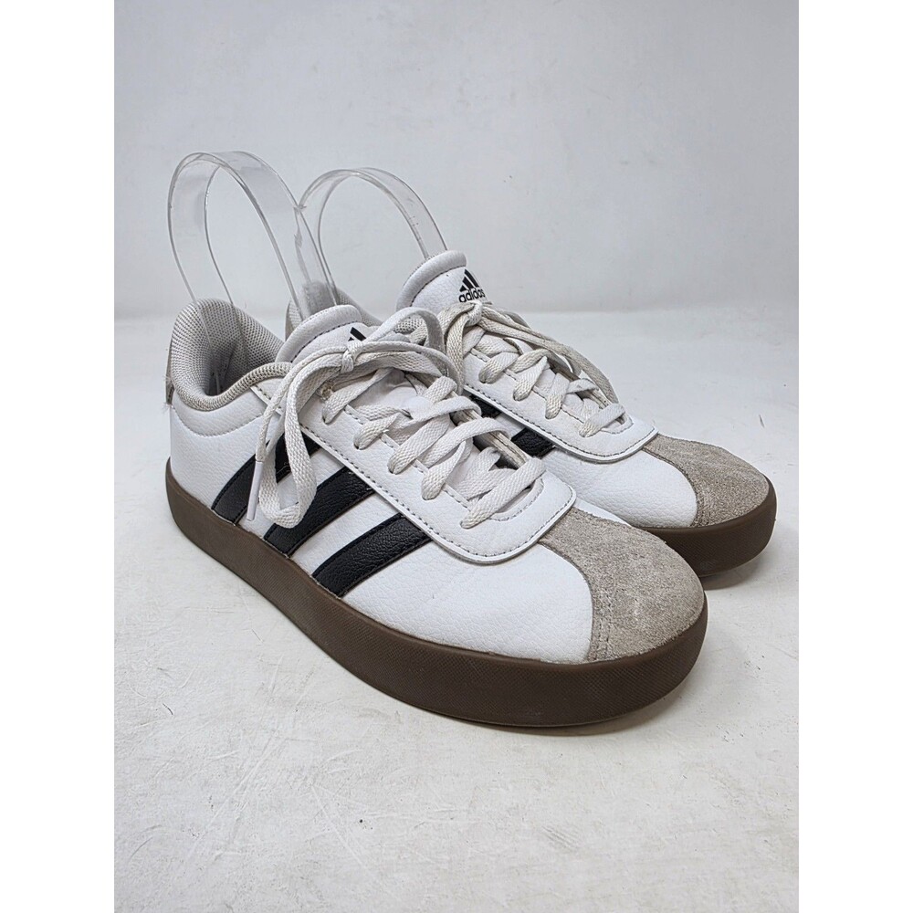 adidas VL Court 3.0 K Low Top Lace-Up Sneakers White/Black/Gum ID9062 Sz3